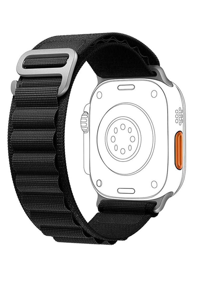 Generic - Alpine Loop For Apple Watch 42/44 Mm Nylon Woven Ring With Sports G Hook Strap Series 6 - Black - Image 1