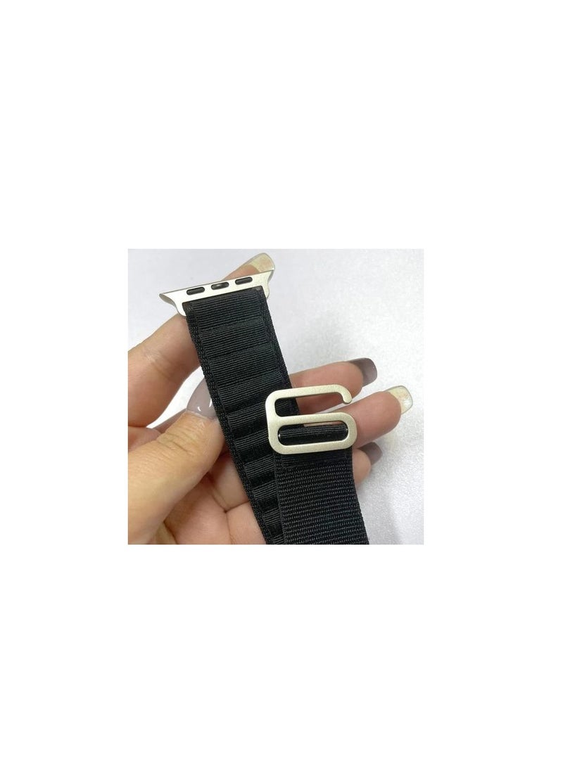 Generic - Alpine Loop For Apple Watch 42/44 Mm Nylon Woven Ring With Sports G Hook Strap Series 6 - Black - Image 1