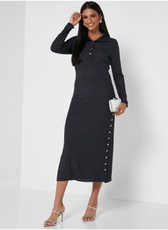 GHOSPELL High Neck Side Slit Dress  - Image 4