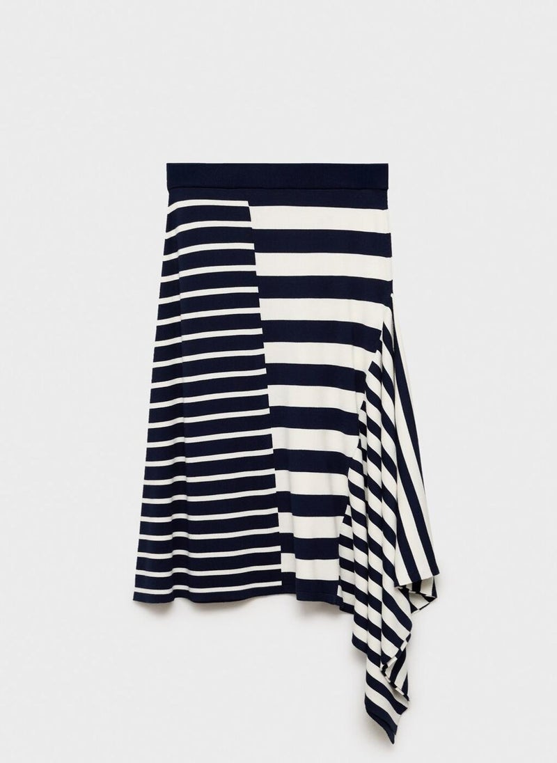 MANGO Asymmetrical Striped Knit Skirt  - Image 5