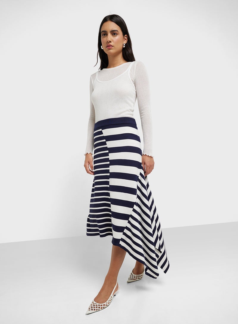 MANGO Asymmetrical Striped Knit Skirt  - Image 4