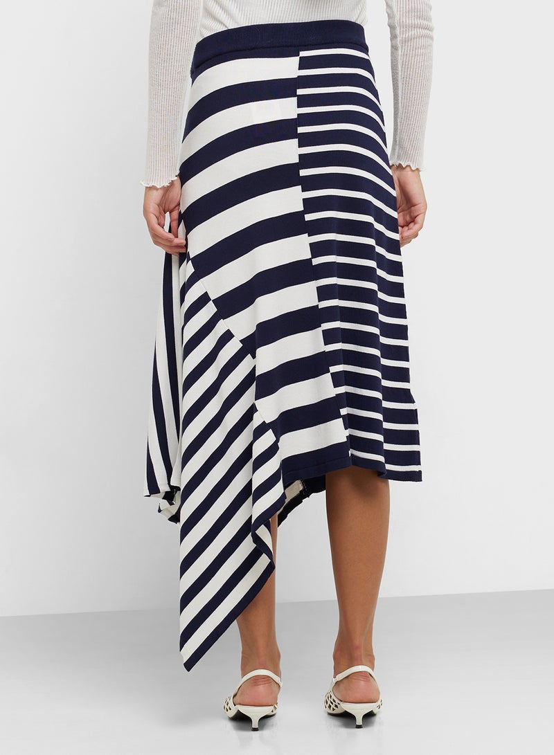 MANGO Asymmetrical Striped Knit Skirt  - Image 2