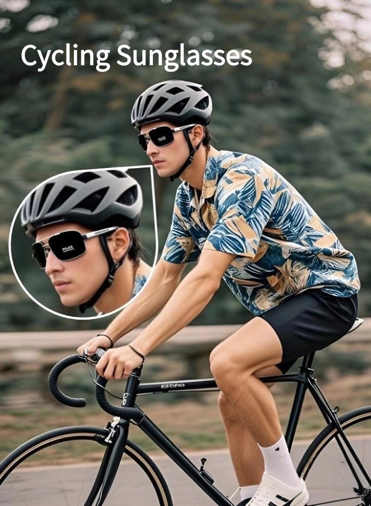 POLICE Polarized Sport Sunglasses,Cycling Sunglasses for Men with UV 400 Protection Sun Glasses with Gun-Frame Grey Lenses - Image 2