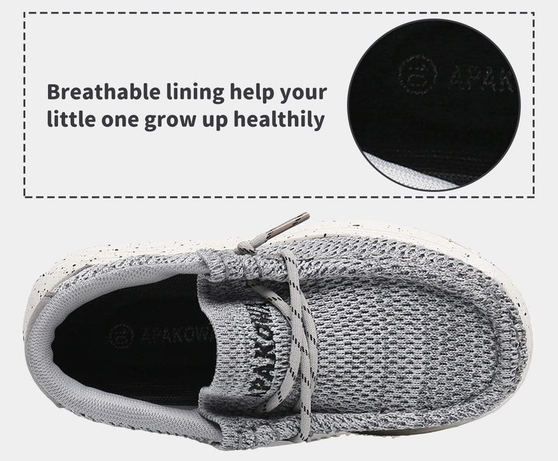 Apakowa Kids Boys Girls Loafers Slip-On Casual Walking Shoes Comfortable & Lightweight (Toddler/Little Kid/Big Kid) Grey - Image 3