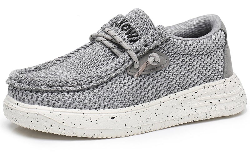 Apakowa Kids Boys Girls Loafers Slip-On Casual Walking Shoes Comfortable & Lightweight (Toddler/Little Kid/Big Kid) Grey - Image 1