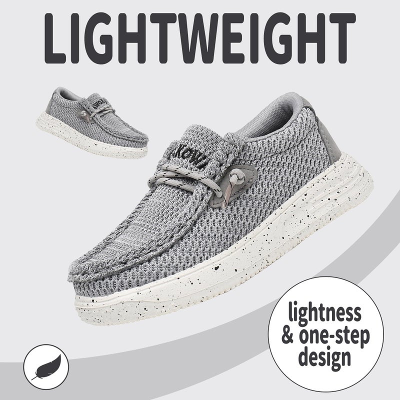 Apakowa Kids Boys Girls Loafers Slip-On Casual Walking Shoes Comfortable & Lightweight (Toddler/Little Kid/Big Kid) Grey - Image 5