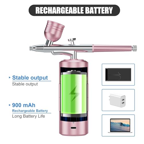 CBVCBV Airbrush Kit Portable Airbrush Air Brush Kit with Air Compressor Airbrush for Nails Airbrush Compressor High Pressure Nail Airbrush Machine Handheld Mini Air Brush Kit (pink) - Image 4