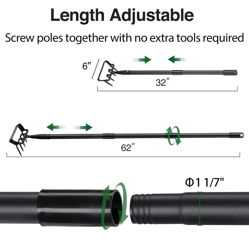 Oliynedy Stirrup Hoe and Cultivator Garden Tool Heavy Duty, Scuffle Loop Action Hoe Weeding Gardening Hand Tools for Women Kids Men, Metal Weeder Scraper Garden Hoe Rake Weed Puller Long Handle 32-62 inch - Image 5