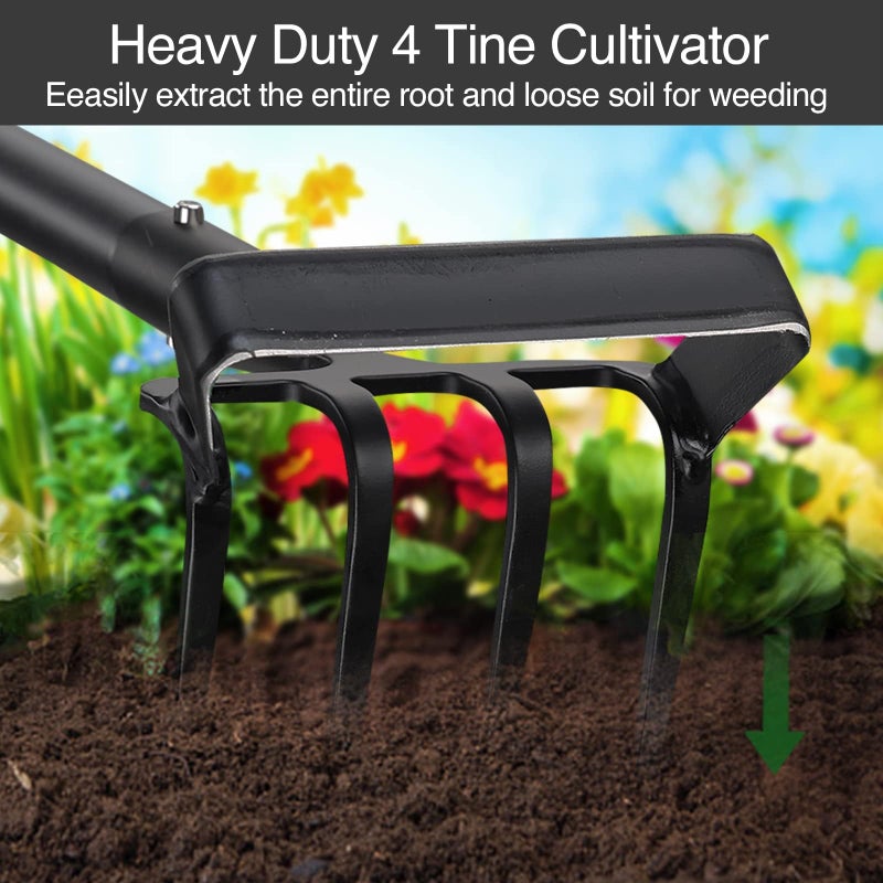Oliynedy Stirrup Hoe and Cultivator Garden Tool Heavy Duty, Scuffle Loop Action Hoe Weeding Gardening Hand Tools for Women Kids Men, Metal Weeder Scraper Garden Hoe Rake Weed Puller Long Handle 32-62 inch - Image 2
