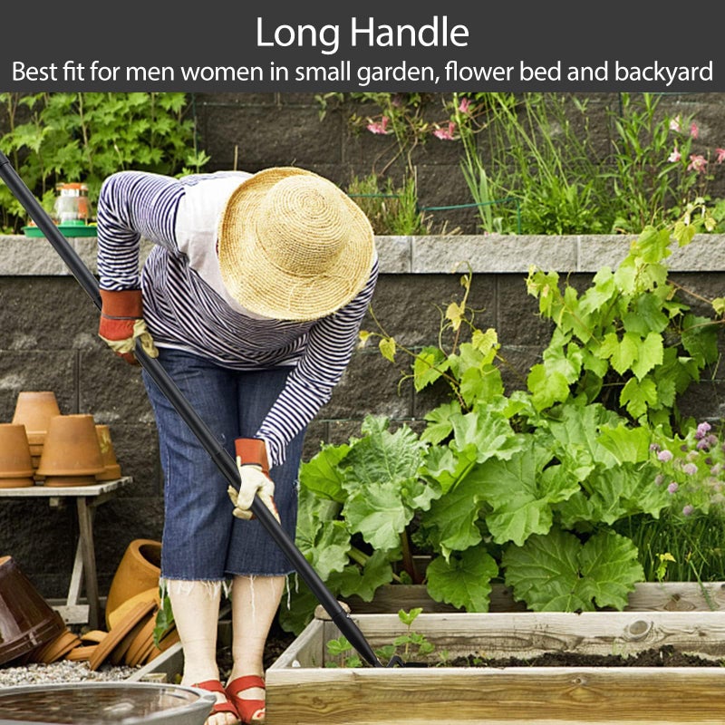 Oliynedy Stirrup Hoe and Cultivator Garden Tool Heavy Duty, Scuffle Loop Action Hoe Weeding Gardening Hand Tools for Women Kids Men, Metal Weeder Scraper Garden Hoe Rake Weed Puller Long Handle 32-62 inch - Image 4