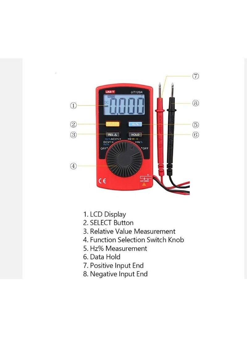 يوني تي ملتيميتر رقمي جيبي UNI-T UT120A | قياس الجهد والتيار AC/DC | جهاز فحص كهرباء محمول مع خاصية REL - Image 3