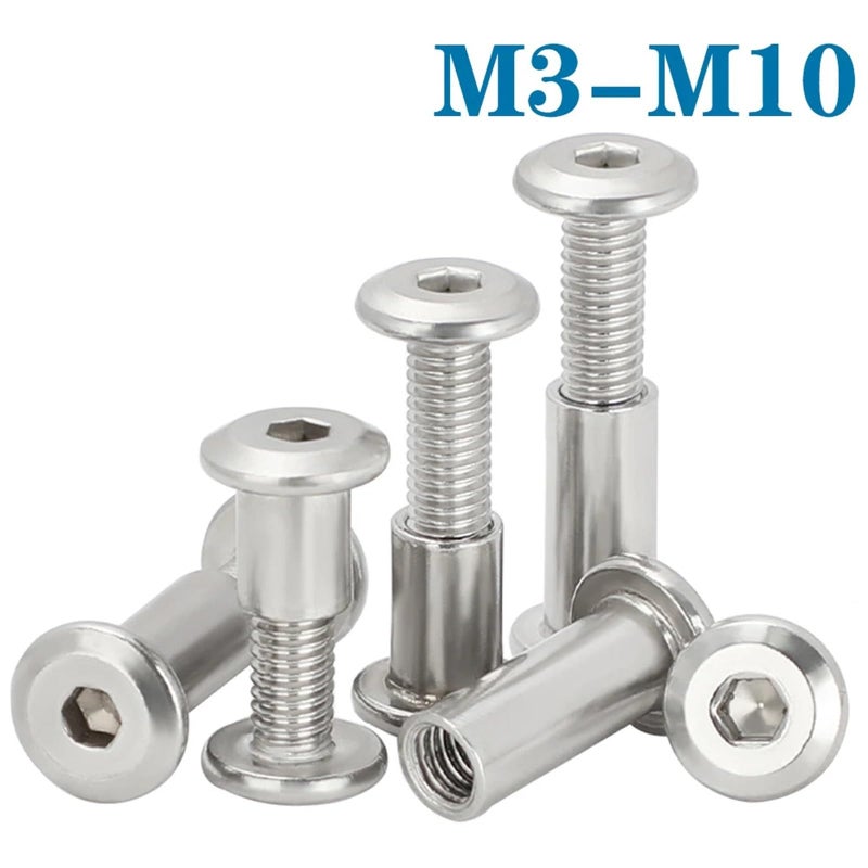 M4x5x5 10 مجموعة من مسامير قفل سداسية الرأس من الفولاذ المقاوم للصدأ 304 مع مجموعة من الصواميل - Image 3