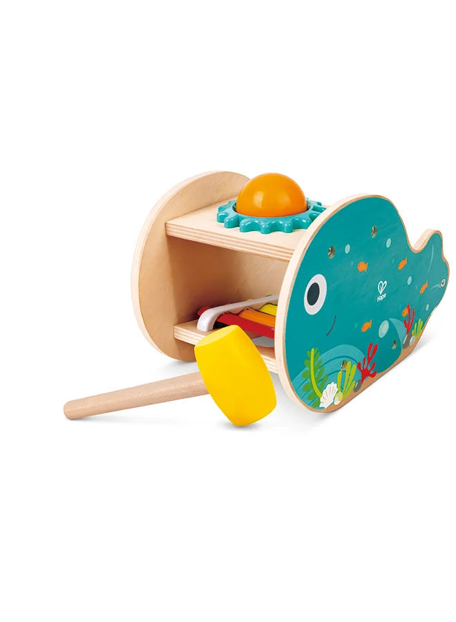 هيب Hape Wooden Musical Whale Tap Bench with Xylophone | Ocean Theme Hammering Toy Interactive Musical Toy for Babies and Toddlers | Music Toys | Ages 18 Months and Up