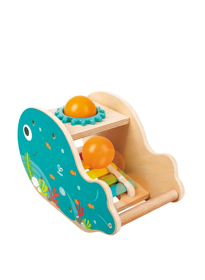 هيب Hape Wooden Musical Whale Tap Bench with Xylophone | Ocean Theme Hammering Toy Interactive Musical Toy for Babies and Toddlers | Music Toys | Ages 18 Months and Up