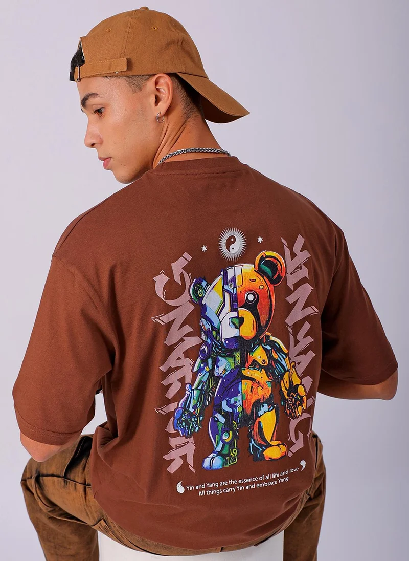 ذا انديان كراج كو Men Boxy Oversized Graphic Back Printed Round Neck Tshirt