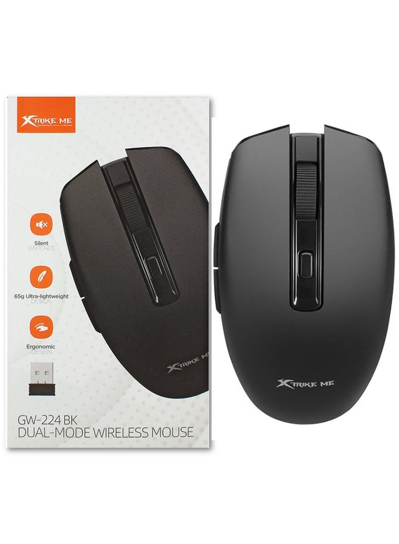 XTRIKE ME ماوس مكتب لاسلكي GW-224 بتصميم مريح جسم أسود - Image 1