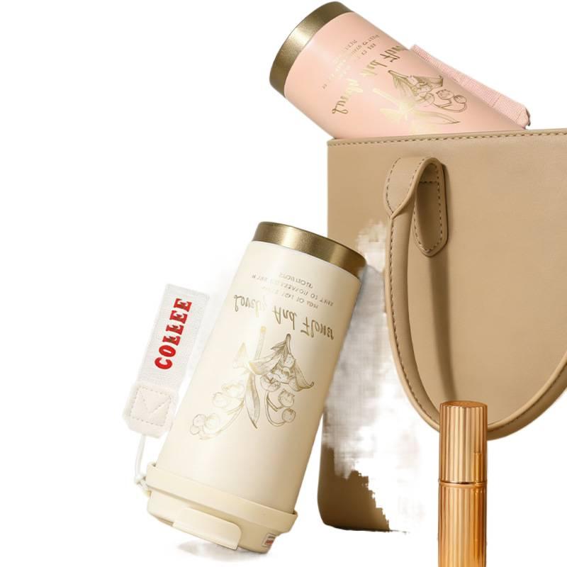 كوب قهوة للسفر بغطاء بشفاط ومناسب لحامل الأكواب من ستانلس ستيل، 500 ml، وردي مع غطاء بقشة من الستانلس ستيل باللون الوردي لترتيب الأغراض للاستخدام العملي للاستخدام الداخلي - Image 5