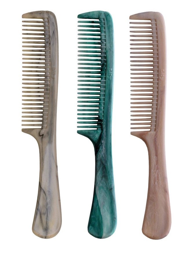 LILY Men's/Women's Grooming Marble Handle Hair Combs, Pack of 3 - Image 1