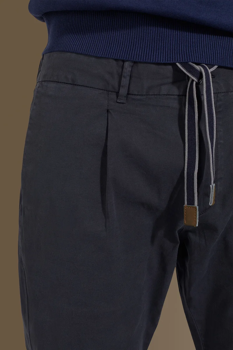 Doppelganger  Trousers with elastic on waist and laces - Navy Blue for Men | Best Price UAE