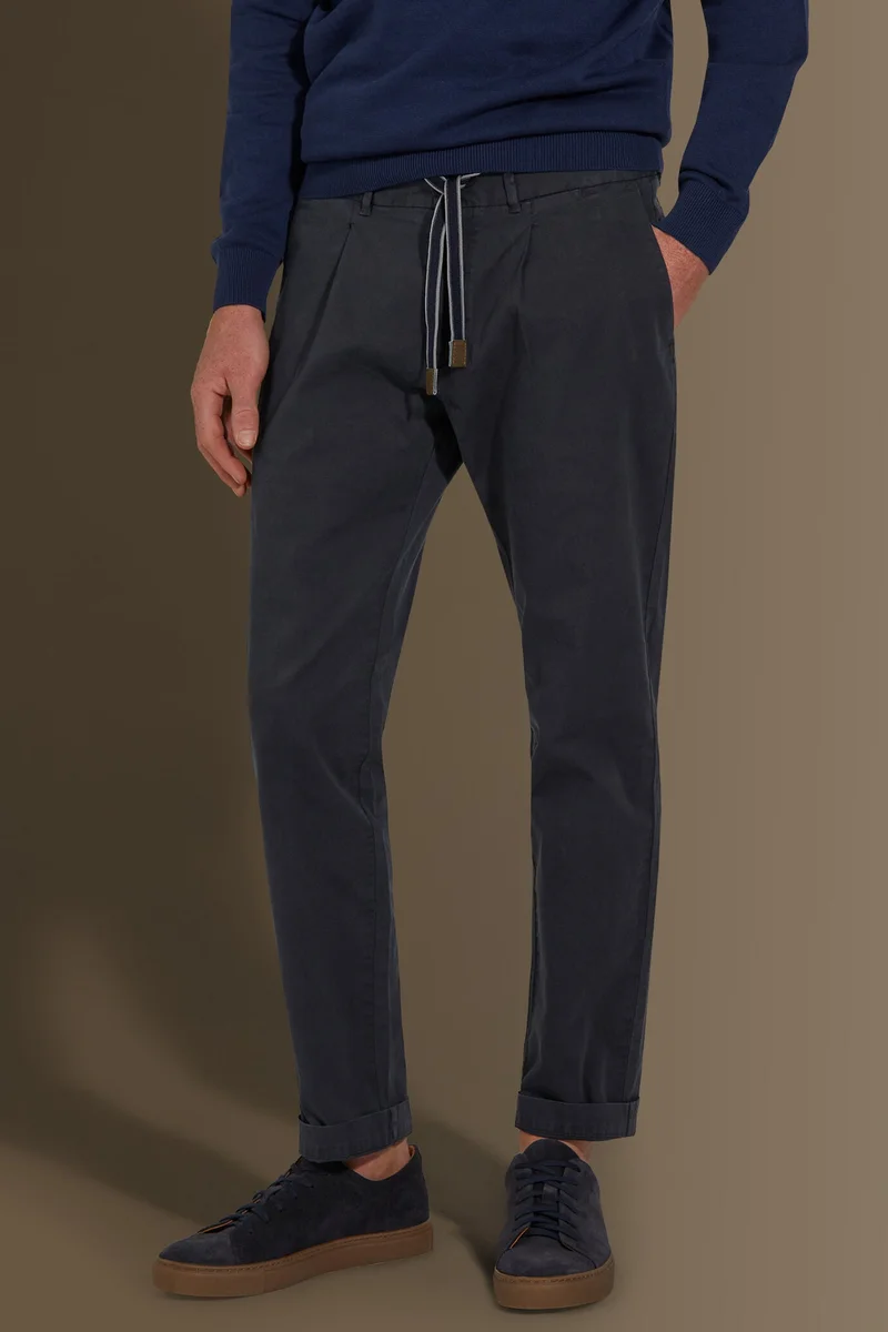 Doppelganger  Trousers with elastic on waist and laces - Navy Blue for Men | Best Price UAE