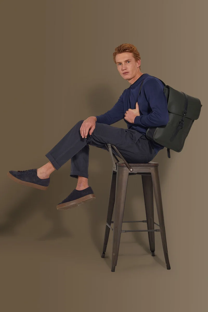 Doppelganger  Trousers with elastic on waist and laces - Navy Blue for Men | Best Price UAE