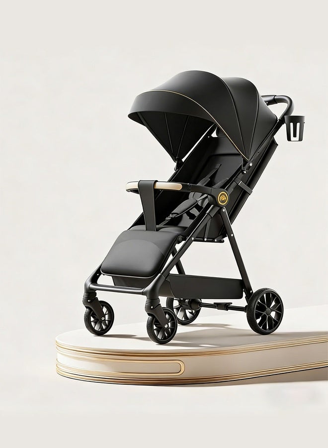 ZERIFAM Lightweight Folding Stroller, Portable Travel Stroller for Toddlers, One-Touch Folding, Four-Wheel Suspension, Adjustable Sun Canopy, Removable Tray, High-Carbon Steel Frame, Suitable for Children Aged 6 Months to 5 Years - Image 1