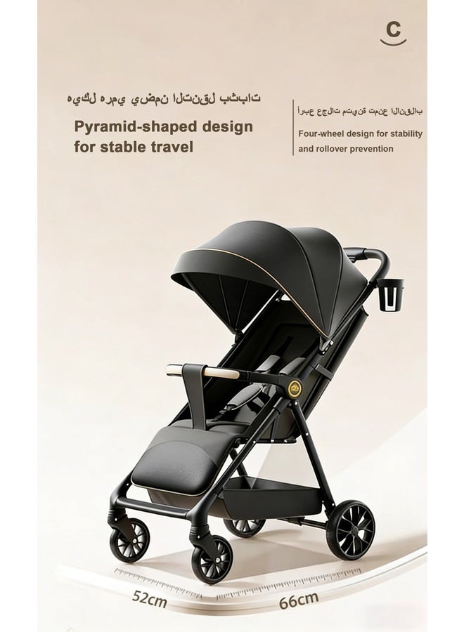 ZERIFAM Lightweight Folding Stroller, Portable Travel Stroller for Toddlers, One-Touch Folding, Four-Wheel Suspension, Adjustable Sun Canopy, Removable Tray, High-Carbon Steel Frame, Suitable for Children Aged 6 Months to 5 Years - Image 2