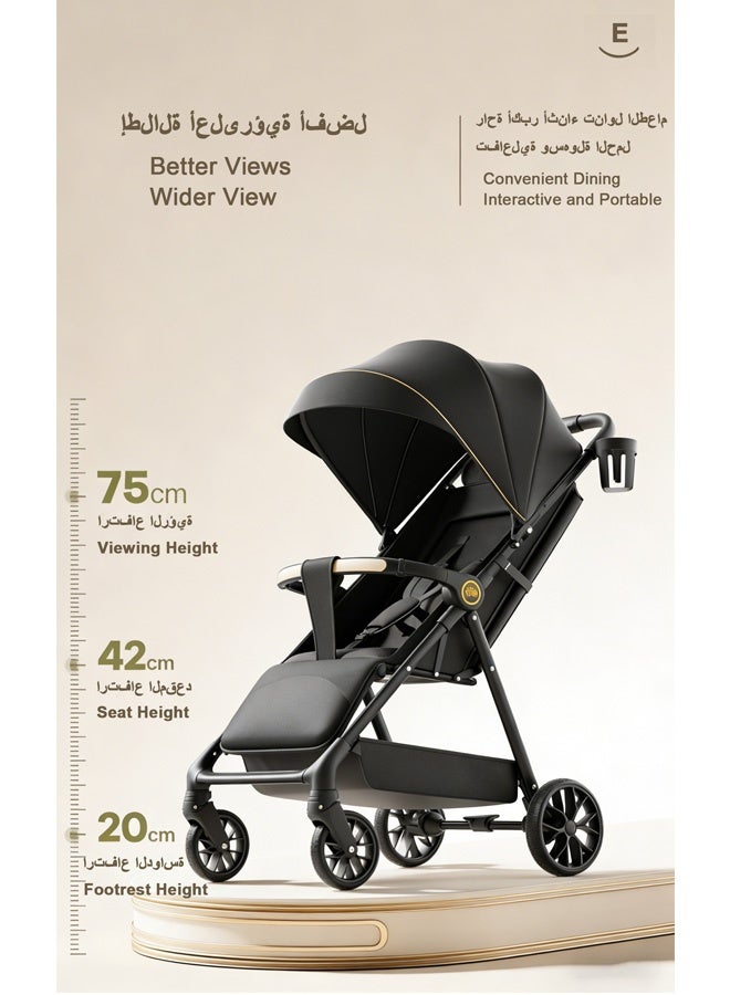 ZERIFAM Lightweight Folding Stroller, Portable Travel Stroller for Toddlers, One-Touch Folding, Four-Wheel Suspension, Adjustable Sun Canopy, Removable Tray, High-Carbon Steel Frame, Suitable for Children Aged 6 Months to 5 Years - Image 5