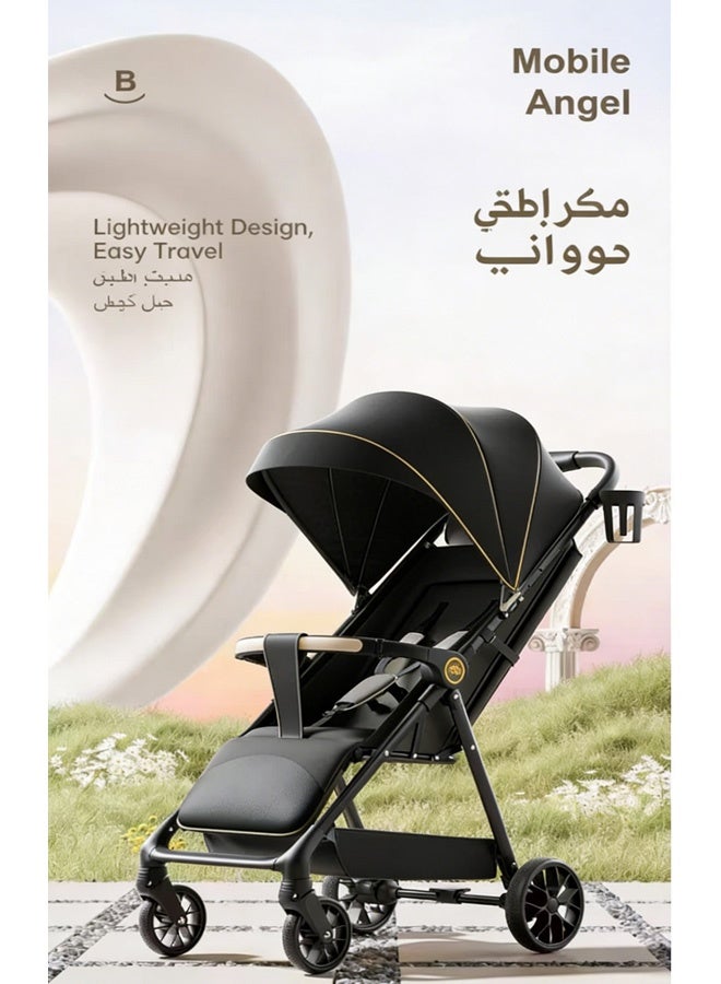 ZERIFAM Lightweight Folding Stroller, Portable Travel Stroller for Toddlers, One-Touch Folding, Four-Wheel Suspension, Adjustable Sun Canopy, Removable Tray, High-Carbon Steel Frame, Suitable for Children Aged 6 Months to 5 Years - Image 4