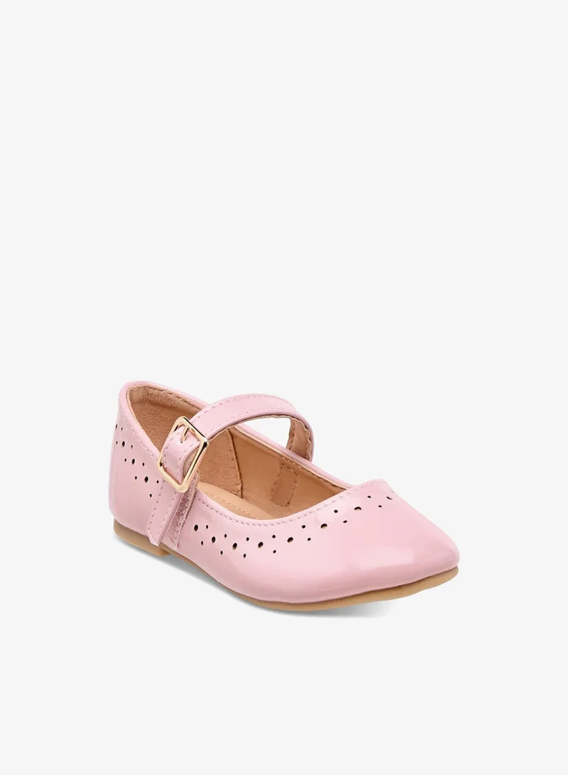 Flora Bella By Shoexpress Girls Cutout Detail Ballerina Shoes with Buckle Closure