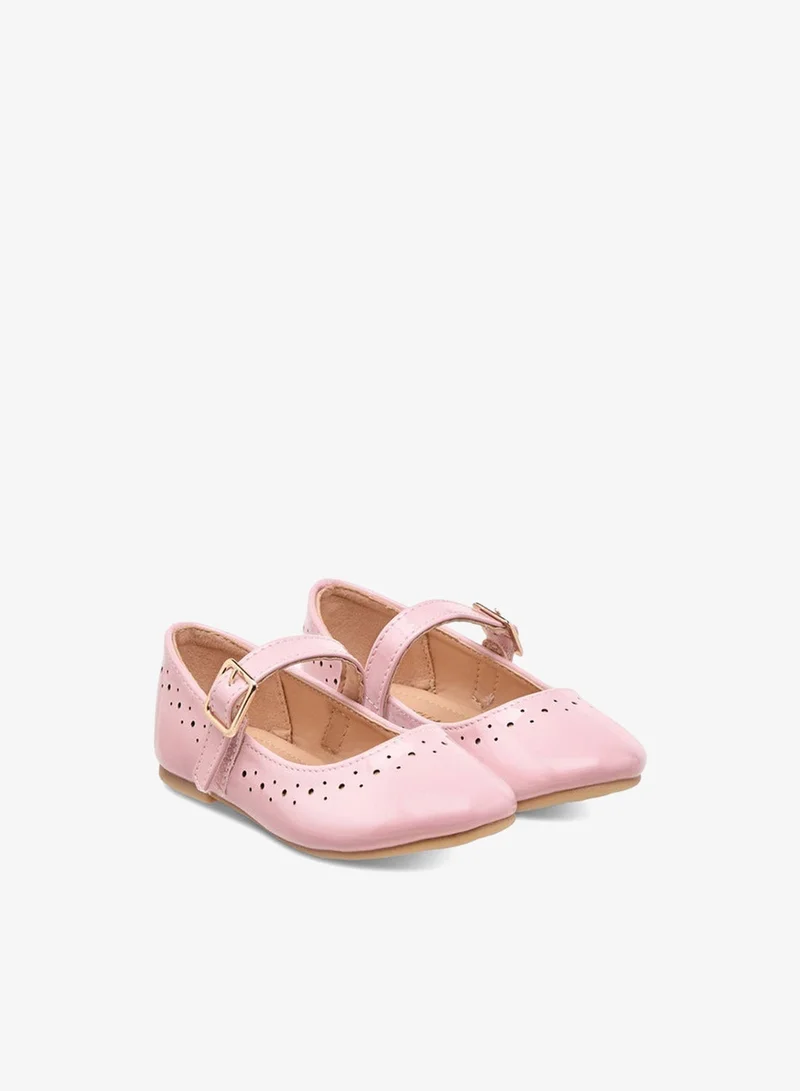 Flora Bella By Shoexpress Girls Cutout Detail Ballerina Shoes with Buckle Closure
