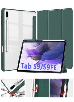 جراب لهاتف Samsung Galaxy Tab S9 مع حامل قلم S ، غطاء مقاوم للصدمات مع غطاء خلفي شفاف شفاف ، إيقاظ / نوم تلقائي لغطاء Samsung Tab S9 (موديل 11 بوصة 2023) ، أخضر