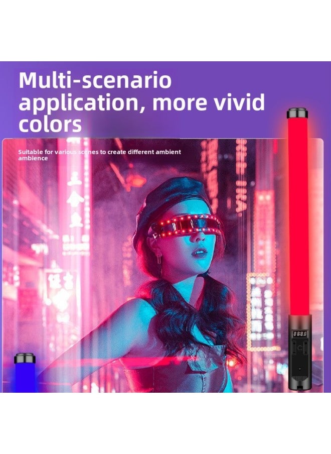 Generic - Shooting Multi-function Stick Lamp Portable Fill Light Stepless Dimming High Display Finger Three RGB Long Endurance Photography Fill Light-Light Source Color:Rgb Digital Display Rod Light (with Baffle) - Image 1