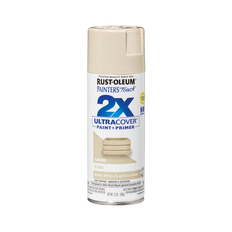 Rust-Oleum 334023 Painter's Touch 2X Ultra Cover Spray Paint, 12 oz, Gloss Almond - Image 1