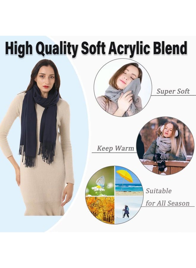 TwoYek Womens Super Soft Cashmere Acrylic Blend Shawl Scarf Large Pashmina Wrap Stole Solid Color Gift IdeaNavy - Image 2