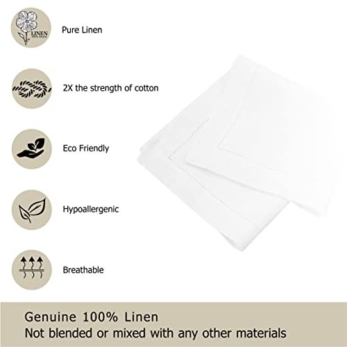 Cotton Craft Genuine Linen Napkins - Set of 12 Cloth Napkins with Hemstitch Detail - Hand Crafted Pure Luxury Linen Reusable Lunch Dinner Napkin - Fall Summer Holiday Table - Large 18x18 Natural - COTTON CRAFT - Image 5