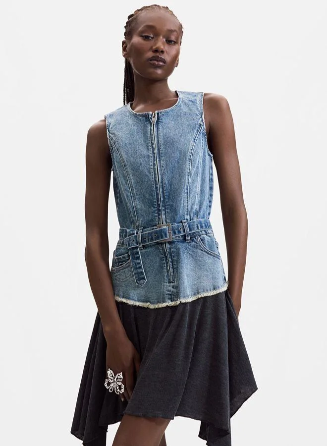 Desigual Sleeveless denim dress 100% cotton