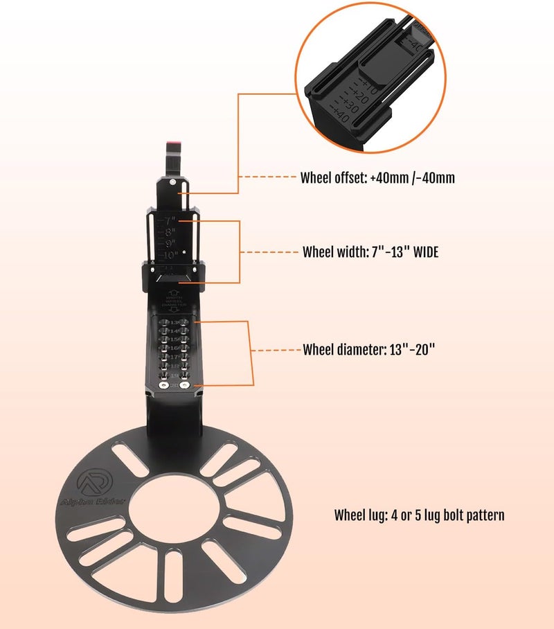 Alpha Rider Universal Wheel Fitment Offset Tool for 13 to 20 Inch Wheels - Image 4