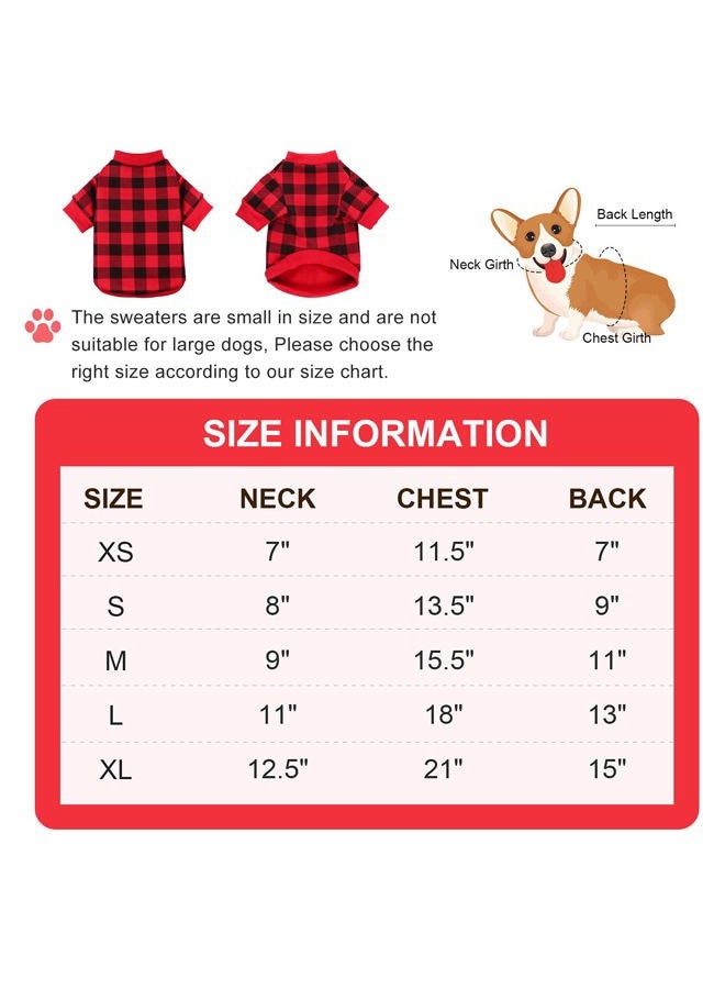 Jamktepat Dog Fleece Sweater for Small Dogs Buffalo Plaid Dog Clothes Soft Thickening Warm Small Dog Sweater Puppy Clothes for Small Dogs Girl & Boy(M) - Image 3