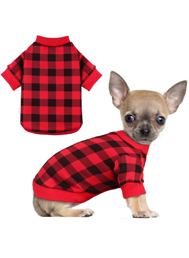 Jamktepat Dog Fleece Sweater for Small Dogs Buffalo Plaid Dog Clothes Soft Thickening Warm Small Dog Sweater Puppy Clothes for Small Dogs Girl & Boy(M) - Image 1