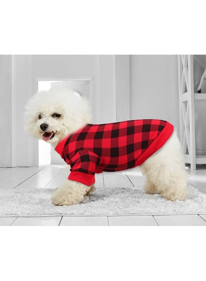 Jamktepat Dog Fleece Sweater for Small Dogs Buffalo Plaid Dog Clothes Soft Thickening Warm Small Dog Sweater Puppy Clothes for Small Dogs Girl & Boy(M) - Image 2