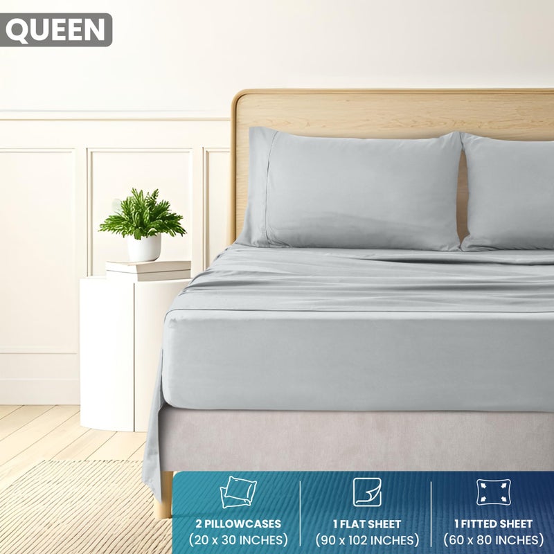 Utopia Bedding Queen Sheet Set - Brushed Microfiber - Soft Bed Sheets for Queen Size Bed Set - Includes 1 Fitted, 1 Flat, & 2 Pillow Cases - Deep Pocket (Light Grey) - Image 2