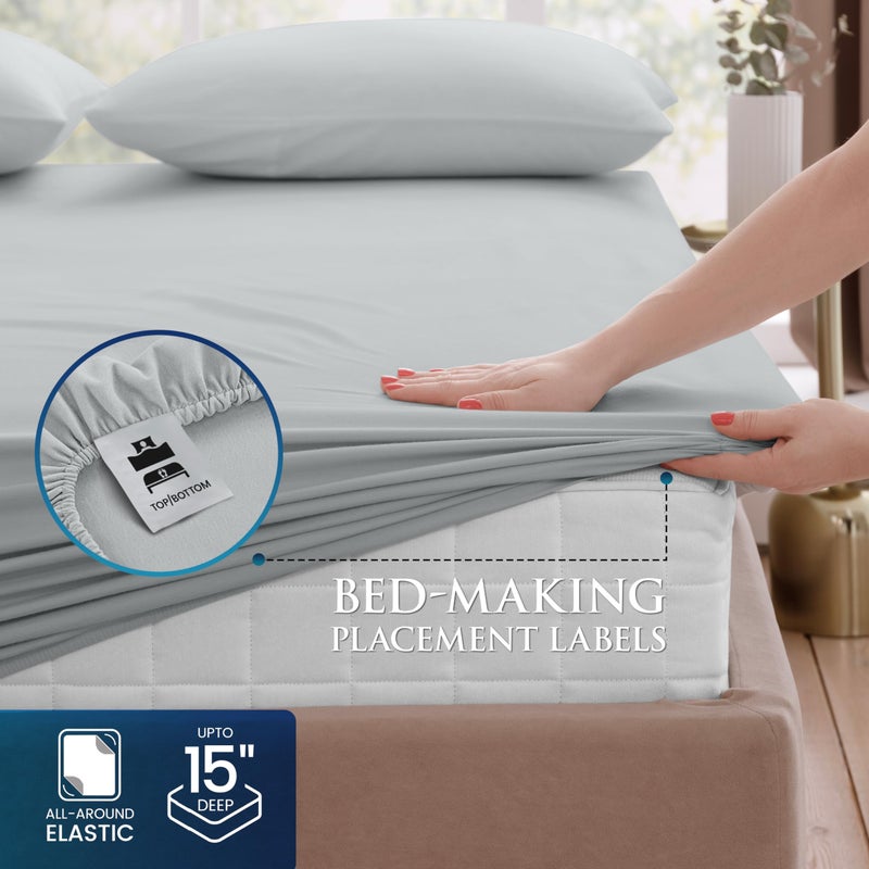 Utopia Bedding Queen Sheet Set - Brushed Microfiber - Soft Bed Sheets for Queen Size Bed Set - Includes 1 Fitted, 1 Flat, & 2 Pillow Cases - Deep Pocket (Light Grey) - Image 3