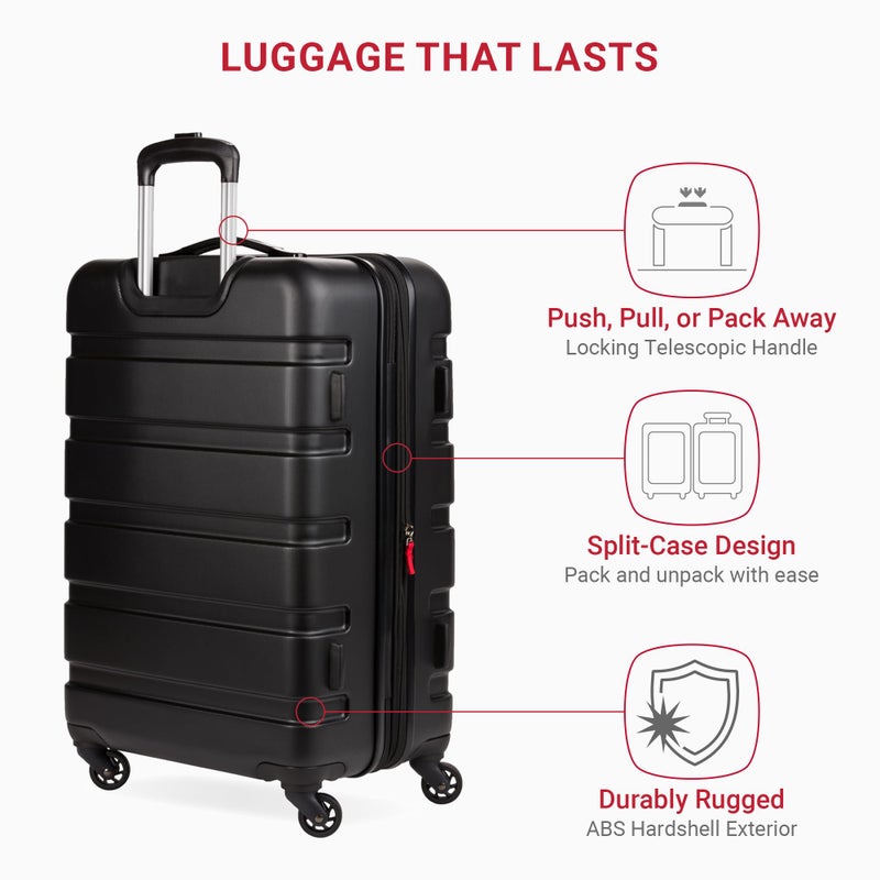 SwissGear 7366 Hardside Expandable Luggage with Spinner Wheels, Black, Checked-Large 27-Inch, 7366 Hardside Expandable Luggage With Spinner Wheels - Image 2