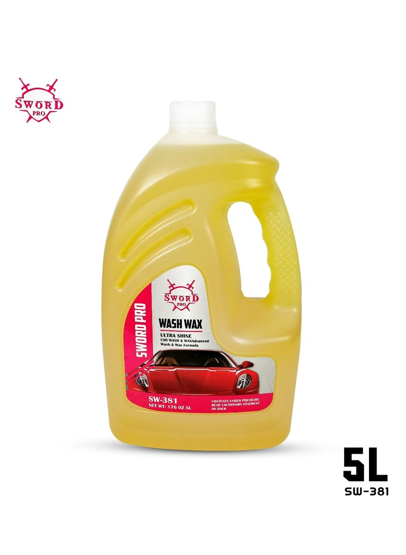 سورد برو واش واكس الترا شاين 5 لتر لغسيل السيارات والشمع بتركيبة متقدمة SWORD PRO SW381 - Image 1