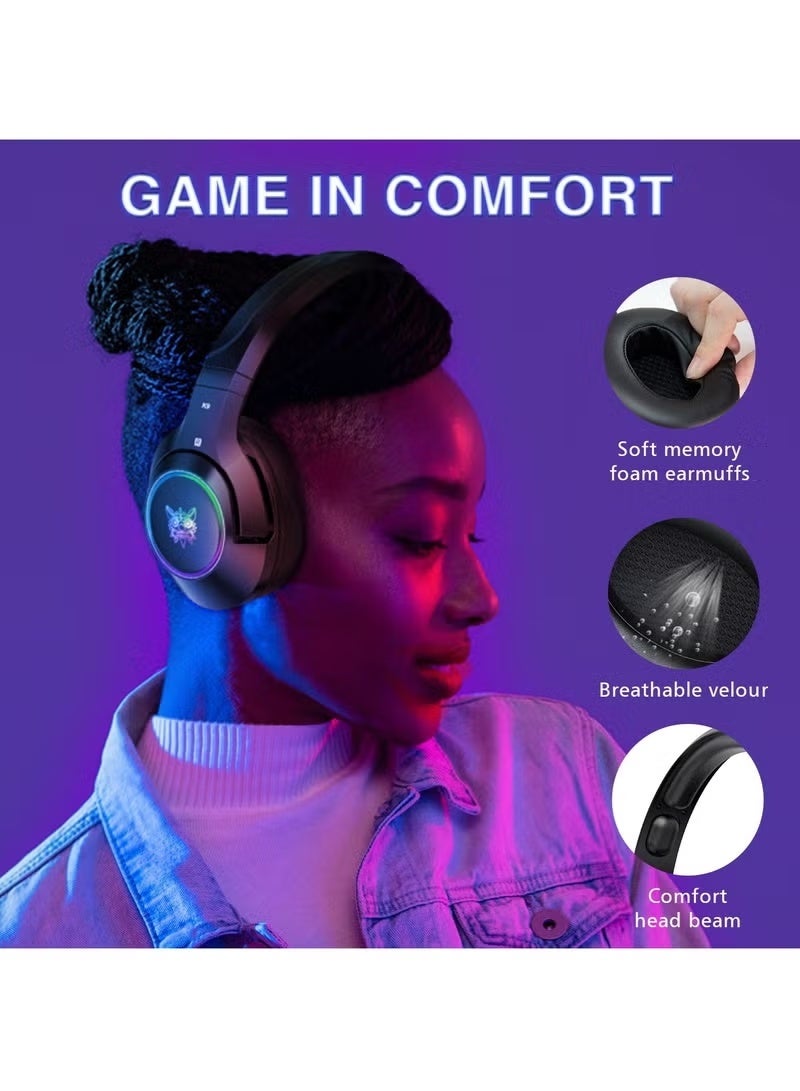 onikuma K9 Wired Headphones With Noise Cancelling Mic, 7.1 Surround Sound Earphones RGB Lights For PS4 Xbox One Headset Gamer - Image 3