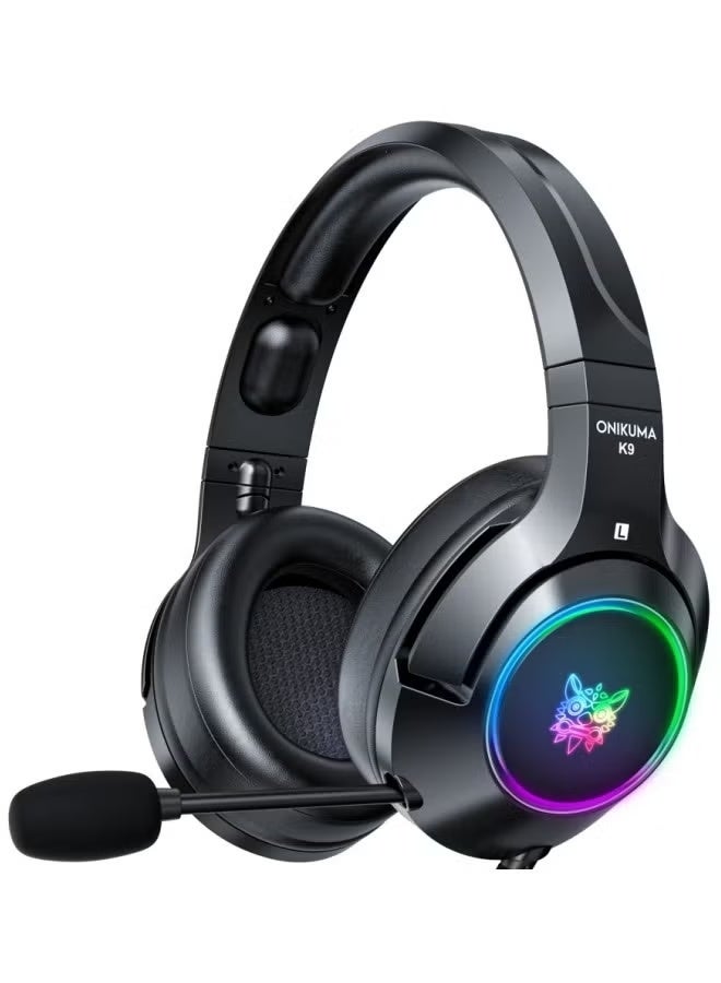 onikuma K9 Wired Headphones With Noise Cancelling Mic, 7.1 Surround Sound Earphones RGB Lights For PS4 Xbox One Headset Gamer - Image 1