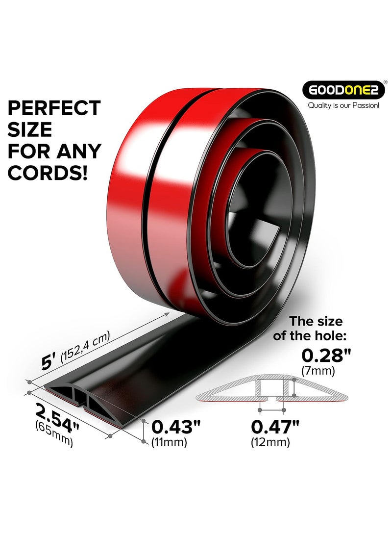 GOODONE2 2 Meters Floor Cord Cover, Overfloor Cord Protector – Self-Adhesive Power Cable Protector – Silicone Cord Protector – Ideal Extension Cord Cover to Protect Wires On Floor - Image 5