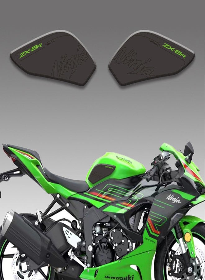 Night Cat طقم واقي خزان الوقود للدراجات النارية NIGHT CAT ZX-6R، متوافق مع واقيات جانبية للركبة، ملصق واقي خزان الوقود (أسود/أخضر) - Image 1