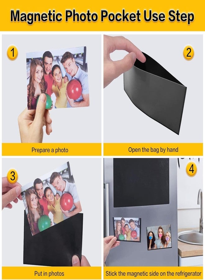 iCONY Magnetic Picture Frame 4X6 for Refrigerator-5 Pack, White,Photo Magnets Sleeves Reusable for Locker, Office Cabinet, Notice Board, Any Metal Surface (Black, 4X6 inch) - Image 4